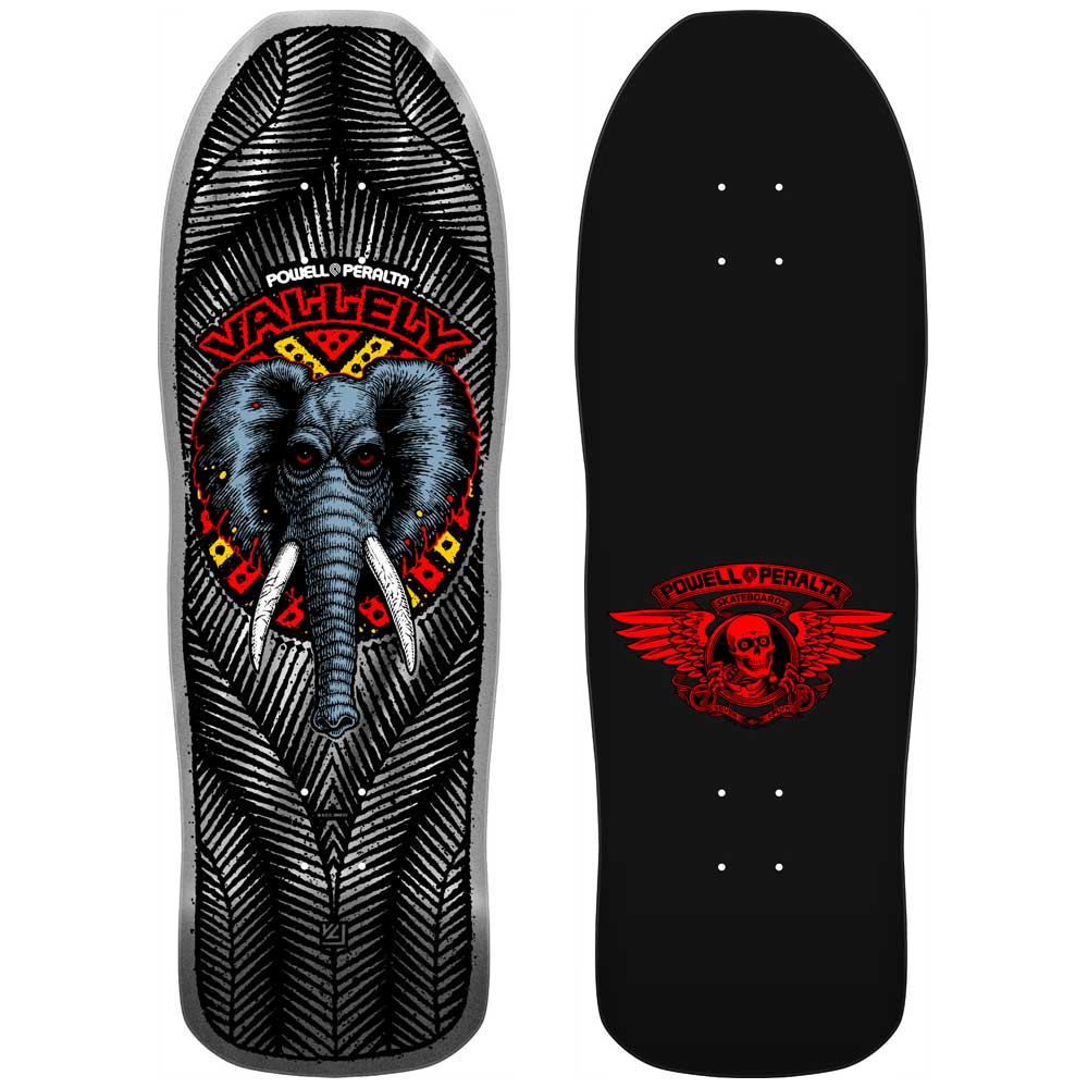 Powell Peralta Mike Vallely Elephant Silver Foil Shaped Skateboard Deck - 9.85"