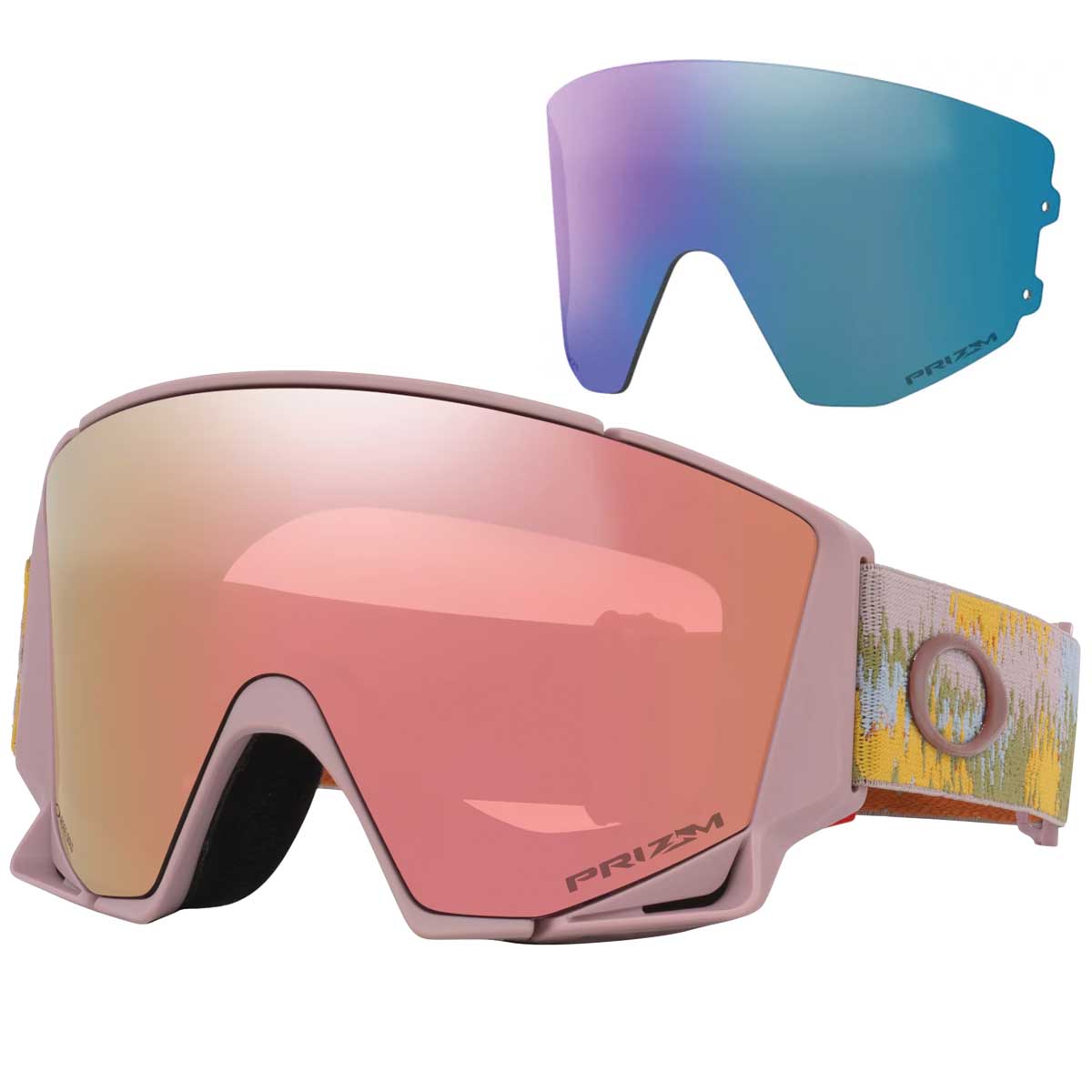 Oakley Flow Scape M Snow Goggles - 2026 Toadstool Static Strap with Prizm Rose Gold Iridium Lens + Bonus Prizm Snow Iced Iridium Lens