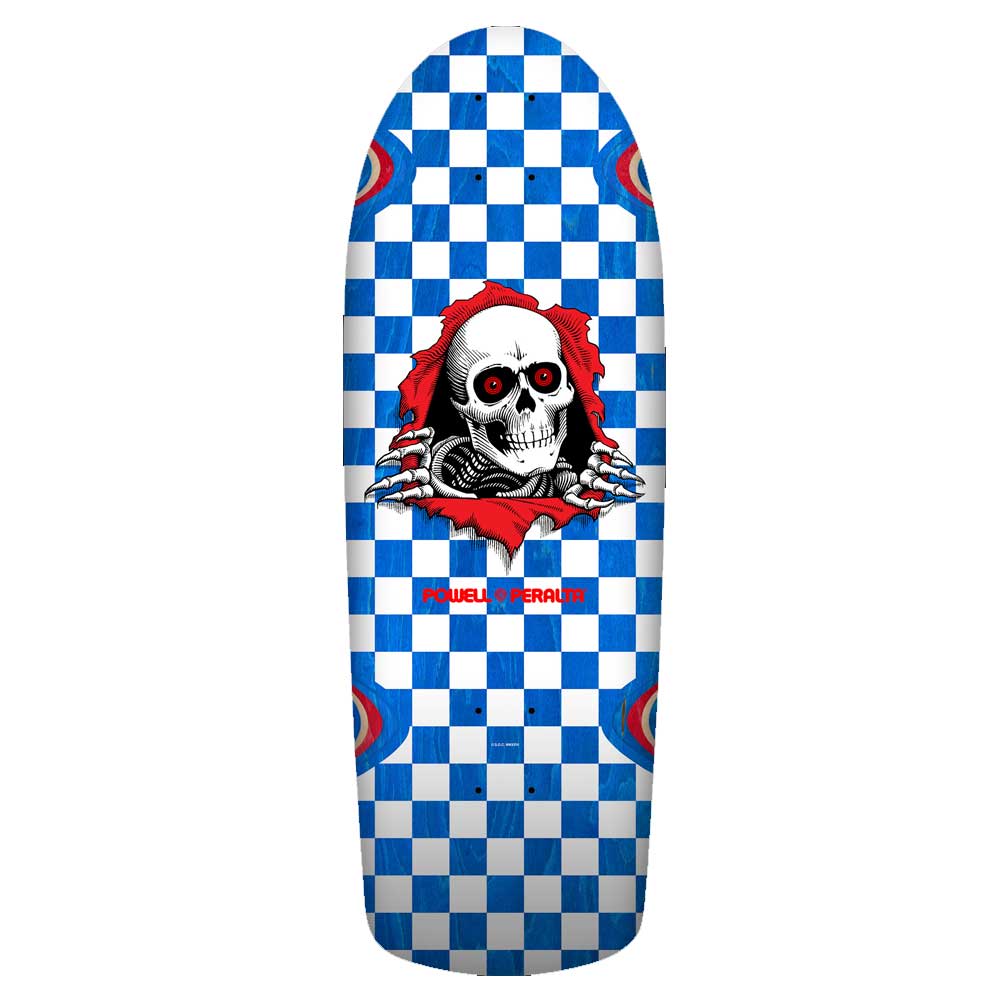 Powell Peralta OG Ripper Checker Reissue Blue Veneer Skateboard Deck - 10.0"
