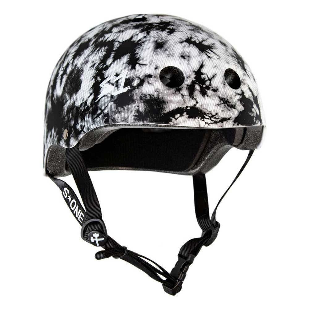 S-One S1 Lifer Skateboard Helmet Black & White Tie Dye Matte Bomba Hache Colab