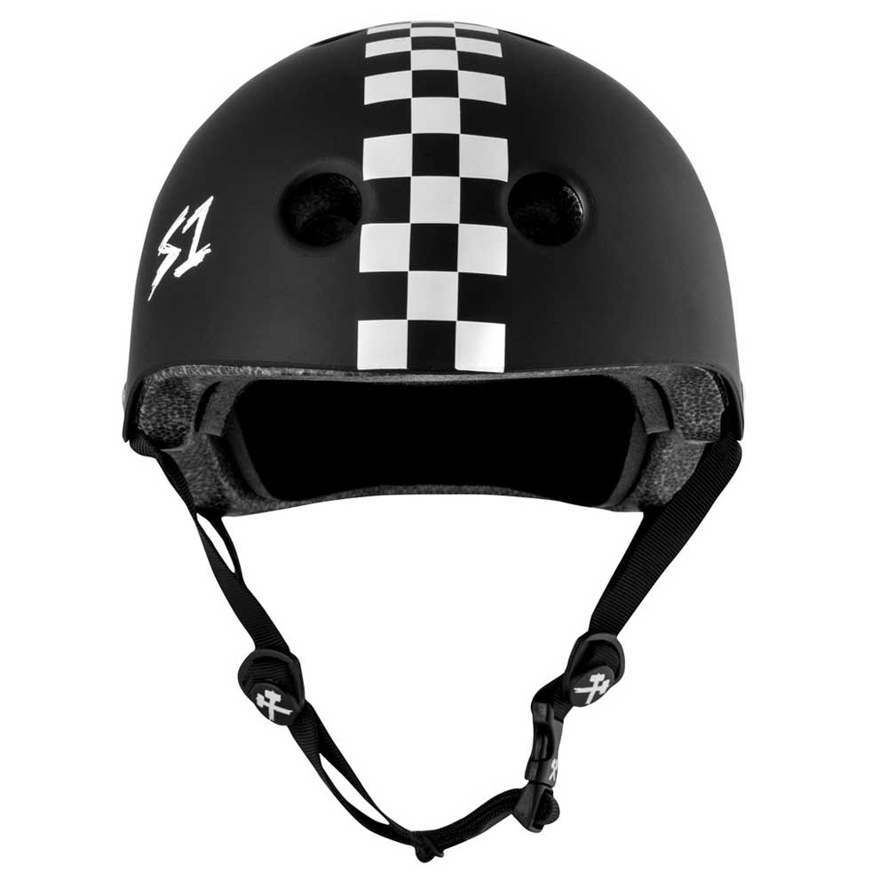 S-One S1 Lifer Skateboard Helmet Black Matte w/ White Checkers