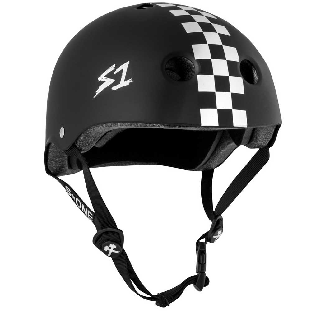 S-One S1 Lifer Skateboard Helmet Black Matte w/ White Checkers