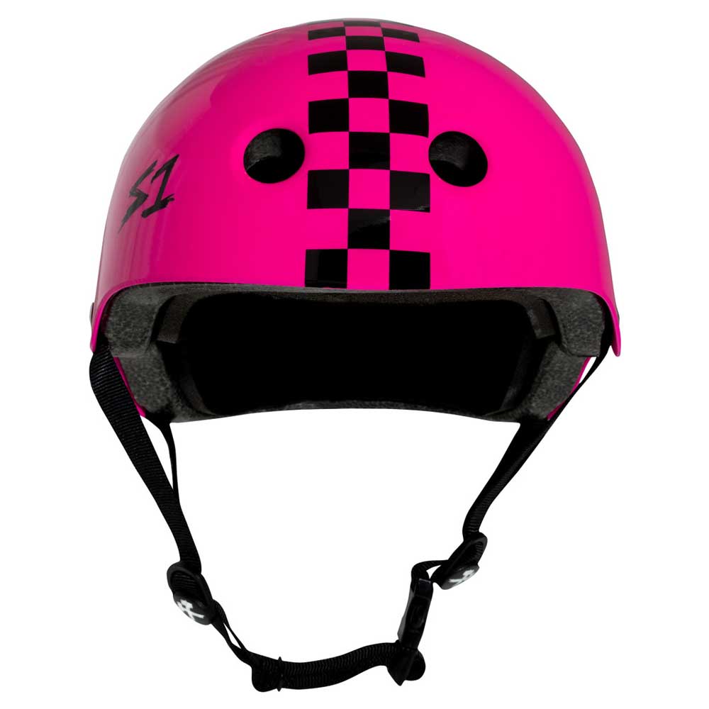 S-One S1 Lifer Helmet Skateboard Helmet Pink Gloss w/ Checkers