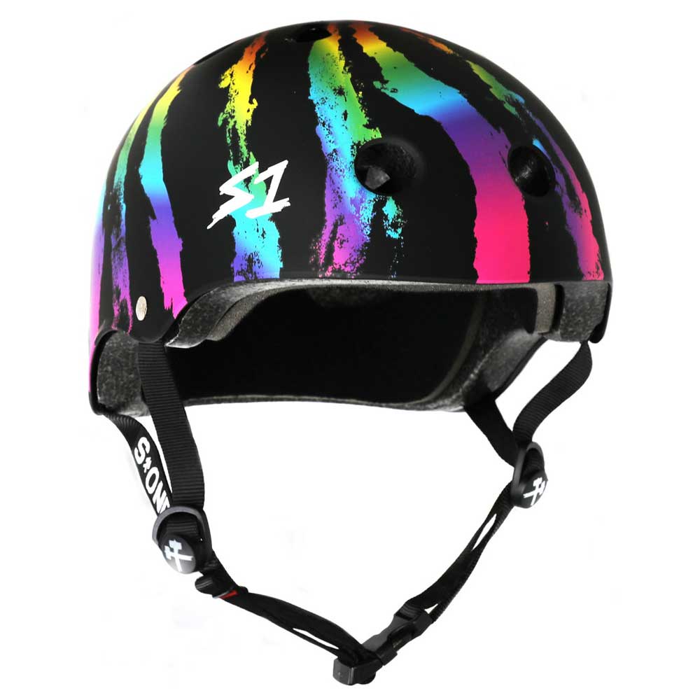 S-One S1 Lifer Skateboard Helmet Black Matte Rainbow Swirl