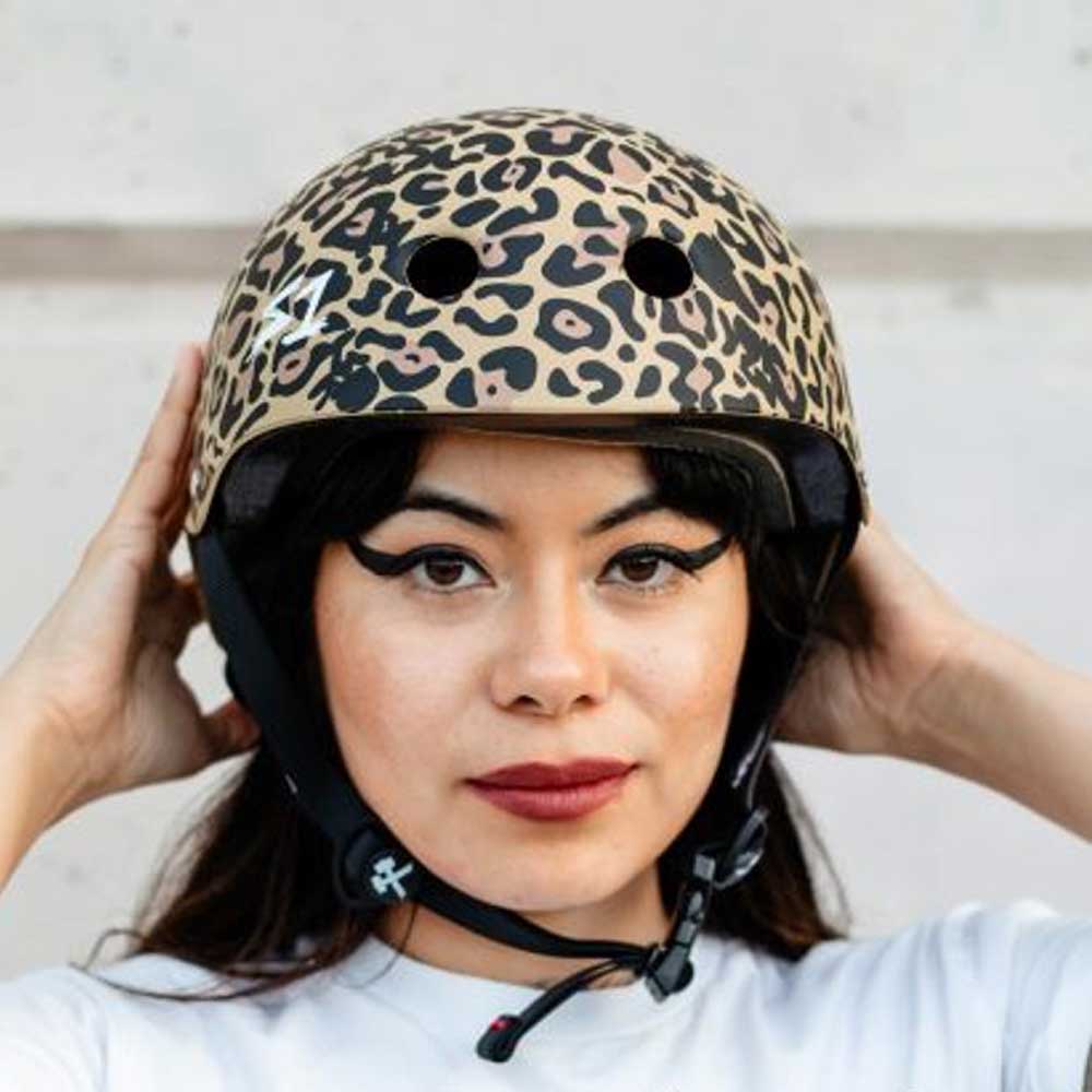 S-One S1 Lifer Skateboard Helmet Tan Leopard Print