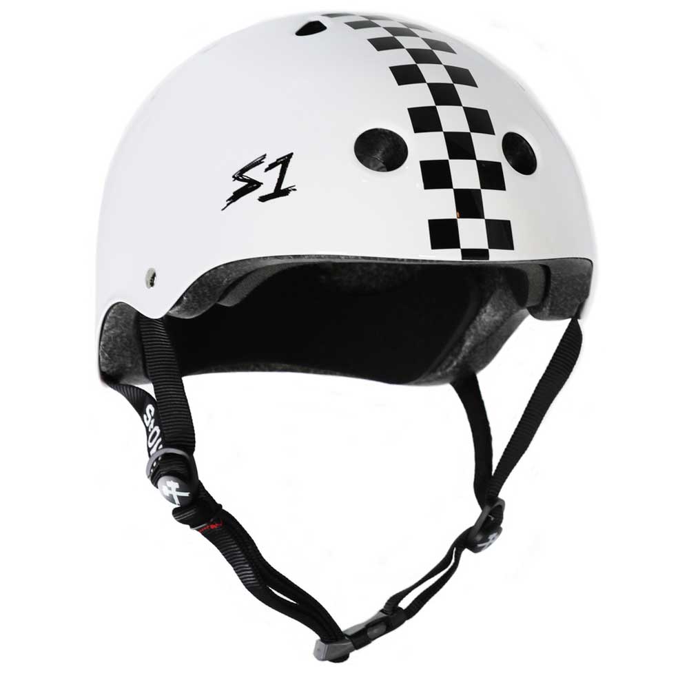 S-One S1 Mega Lifer Skateboard Helmet White w/ Checkers