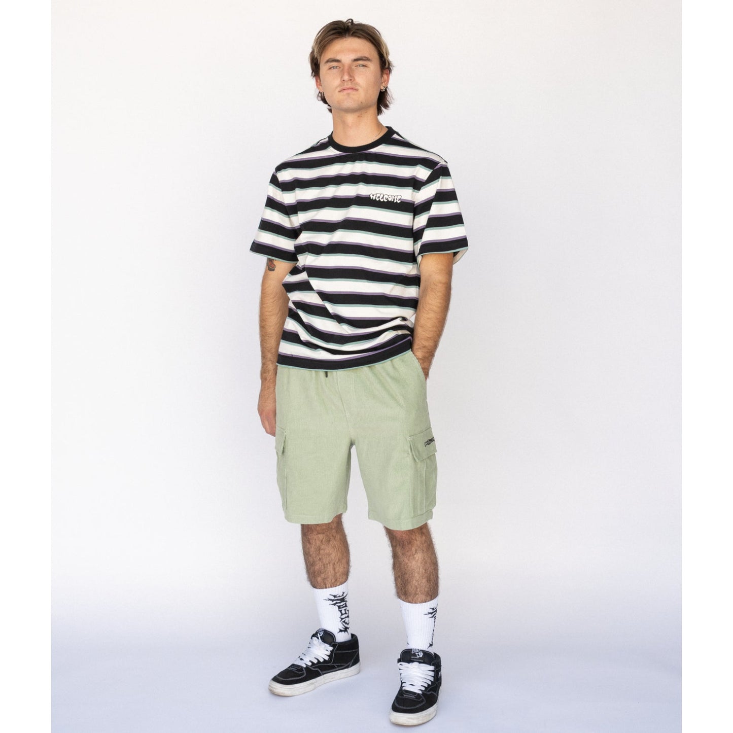 Welcome Cooper Stripe Knit T-Shirt - Bone