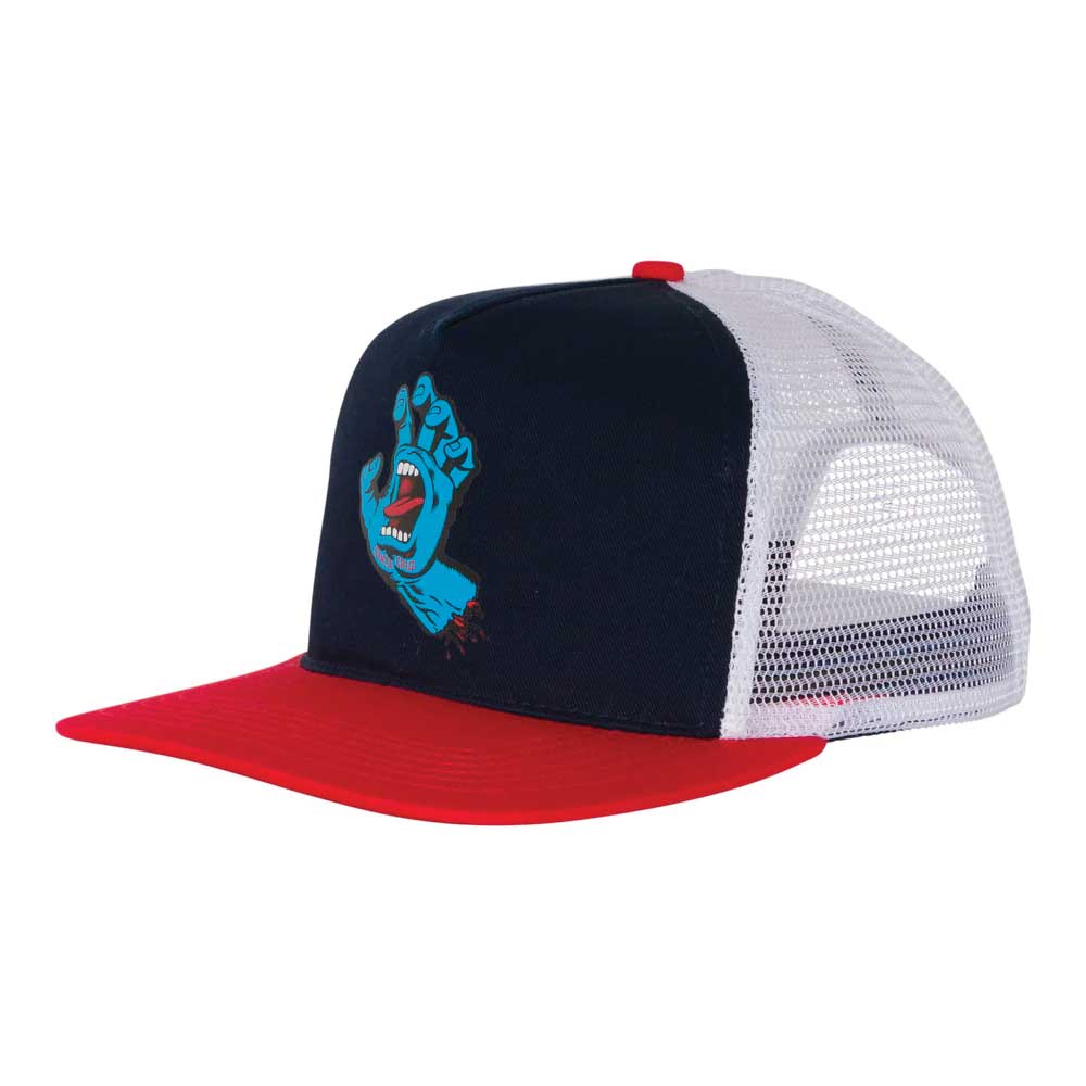 Santa Cruz Screaming Hand Front Mesh Trucker High Profile Hat - Navy/Wht/Red