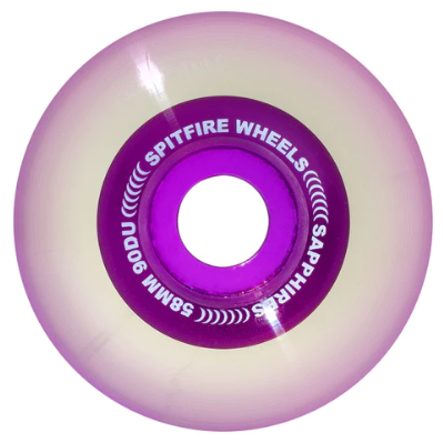 Spitfire 90a Sapphire Skateboard Wheels Clear/Purple 58mm