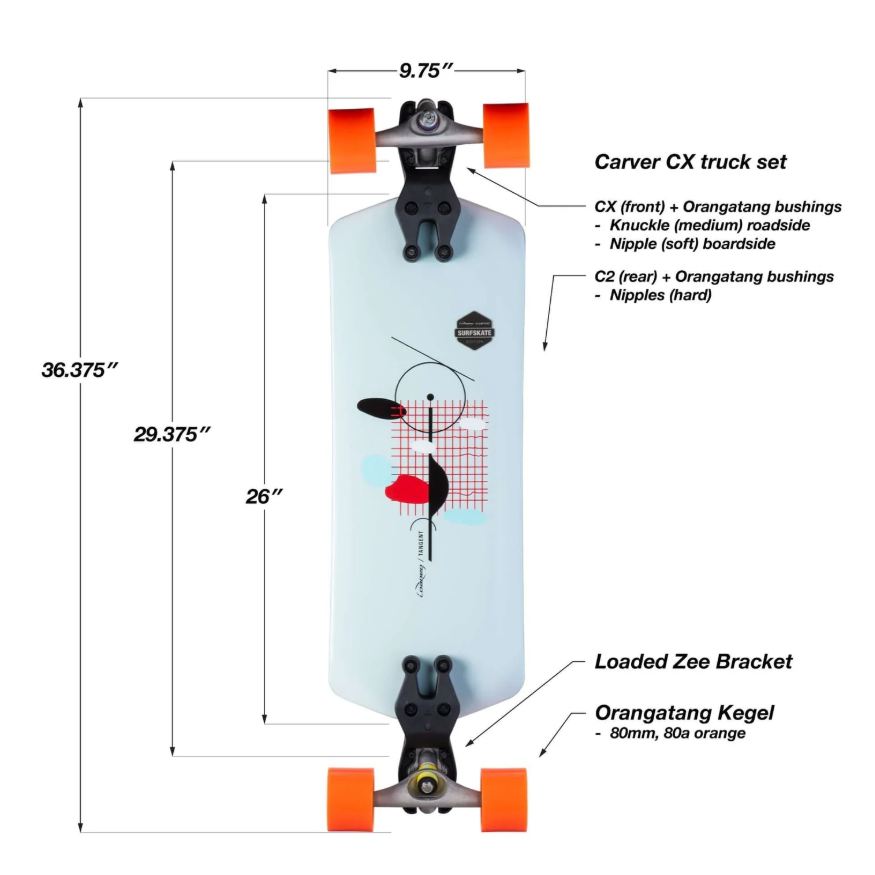 Loaded Tangent Surfskate Complete Longboard Orangatang 80mm 80a Wheels
