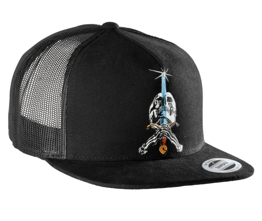 Powell Peralta Skull and Sword Trucker Snap Back Cap Black
