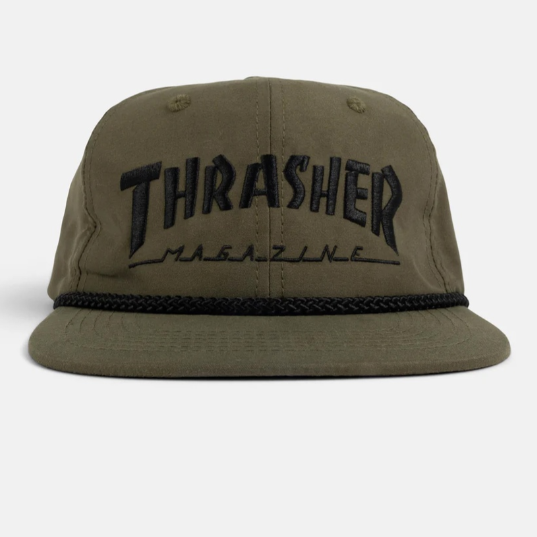 Thrasher Rope Snapback Hat - Olive/Black