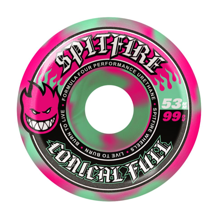 Spitfire 99a Duro Formula Four Conical Full Skateboard Wheels Swirl