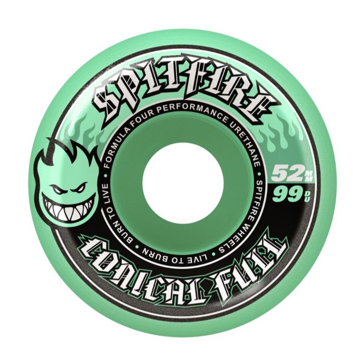 Spitfire 99a Duro Formula Four Conical Full Skateboard Wheels Teal