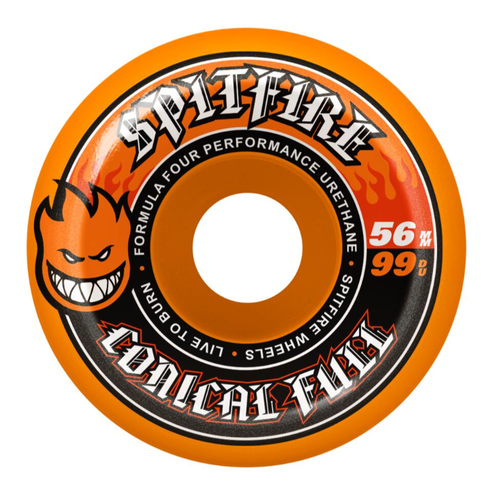 Spitfire 99a Duro Formula Four Conical Full Skateboard Wheels Orange