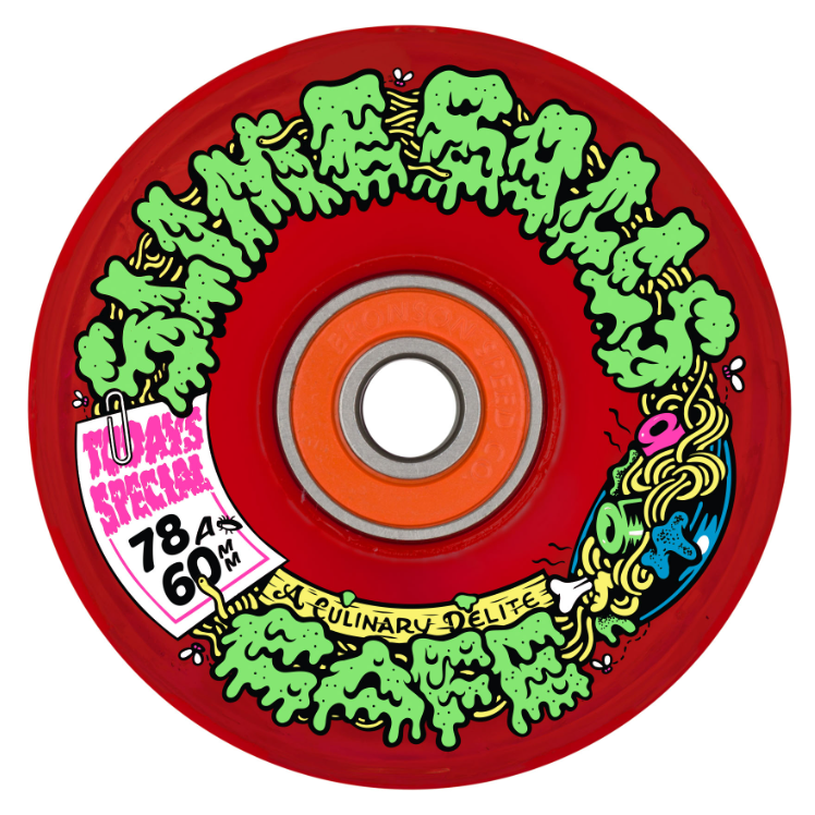 Slime Balls Cafe Light Ups OG Slime Red LED Skateboard Wheels 78a 60mm