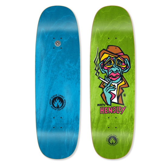 Black Label Matt Hensley Smoke Section Tugboat Shaped Skateboard Deck 9.5"