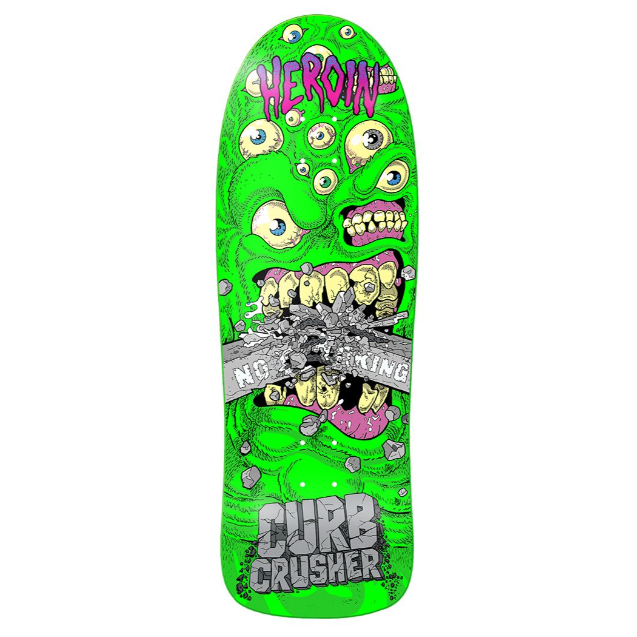 Heroin Team Curb Crusher Chomp Shaped Skateboard Deck 10.25"