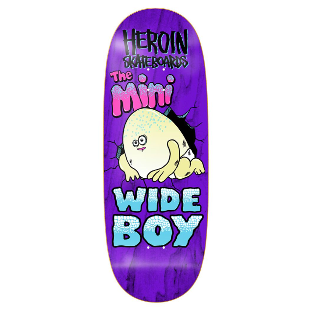Heroin Team Mini Wide Boy Shaped Skateboard Deck 10.5"