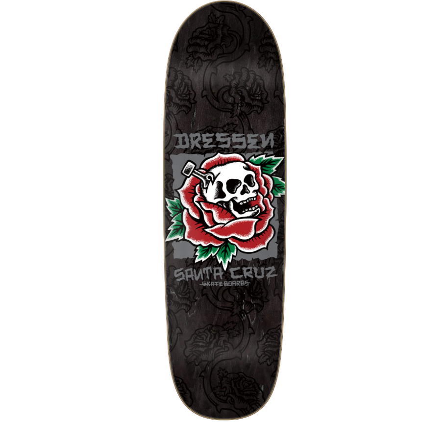 Santa Cruz Dressen Skull Rose Pro Skateboard Deck 9.25"