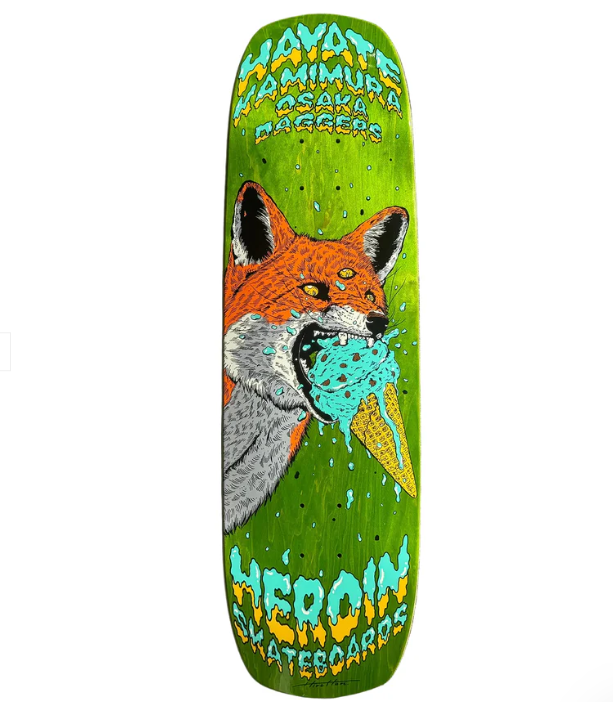 Heroin Hayate Fox Shovel Shaped Skateboard Deck 8.88"