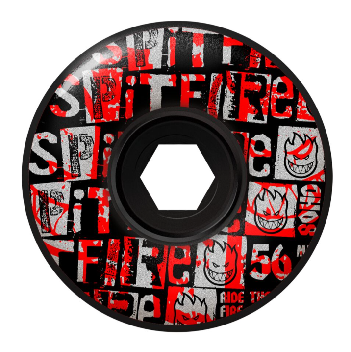 Spitfire 80a Duro 80HD Ransom Radial Full Skateboard Wheels Black 56mm