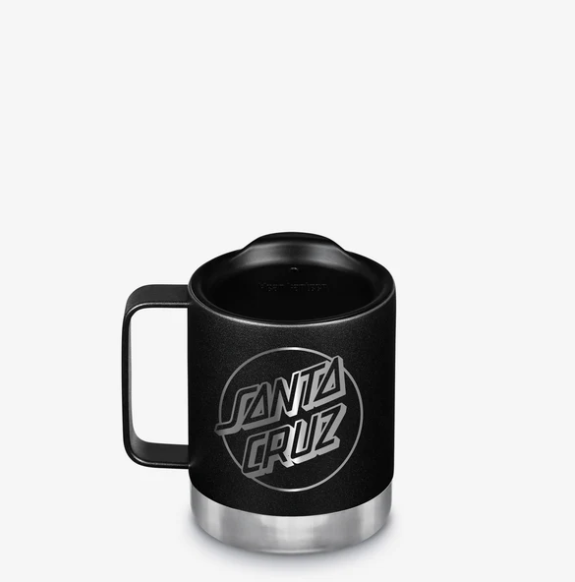 Klean Kanteen Santa Cruz Dot Logo 12oz Camp Mug Black With Tumbler Lid