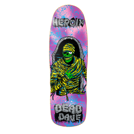 Heroin Dead Dave Dead KO2 Mummy Shaped Skateboard Deck 10.125"