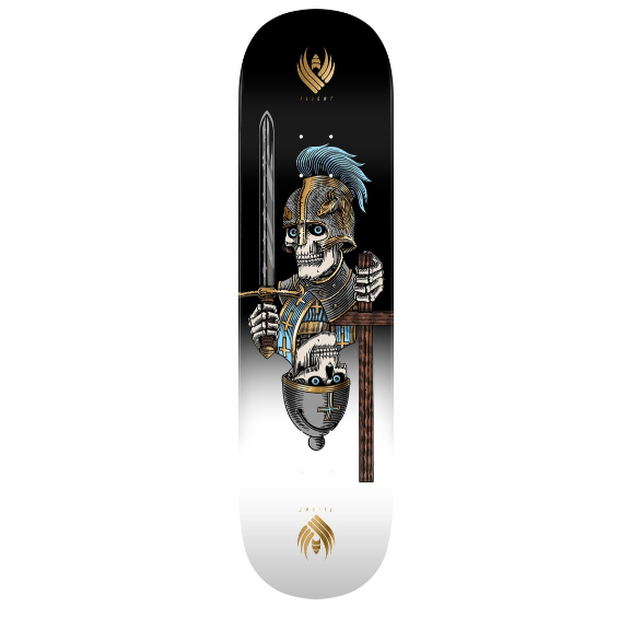 Powell Dan Corrigan Chess Skulls Gold Foil Symmetrical Flight Skateboard Deck - 8.42"