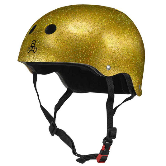 Triple 8 Certified Sweatsaver Skateboard Helmet - Gold Glitter