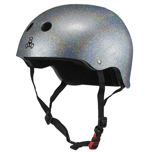 Triple 8 Certified Sweatsaver Skateboard Helmet - Silver Glitter