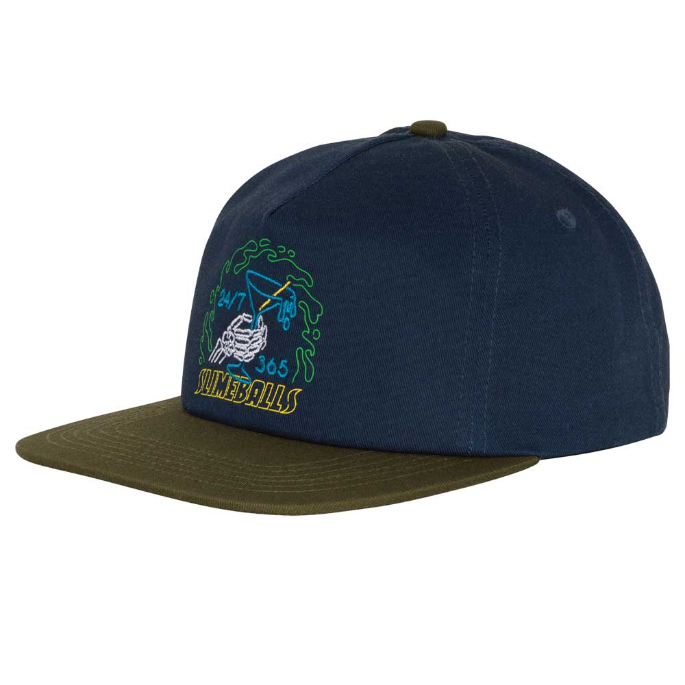 Slime Balls All Nighter Snapback Unstructured Mid Hat - Navy/Olive