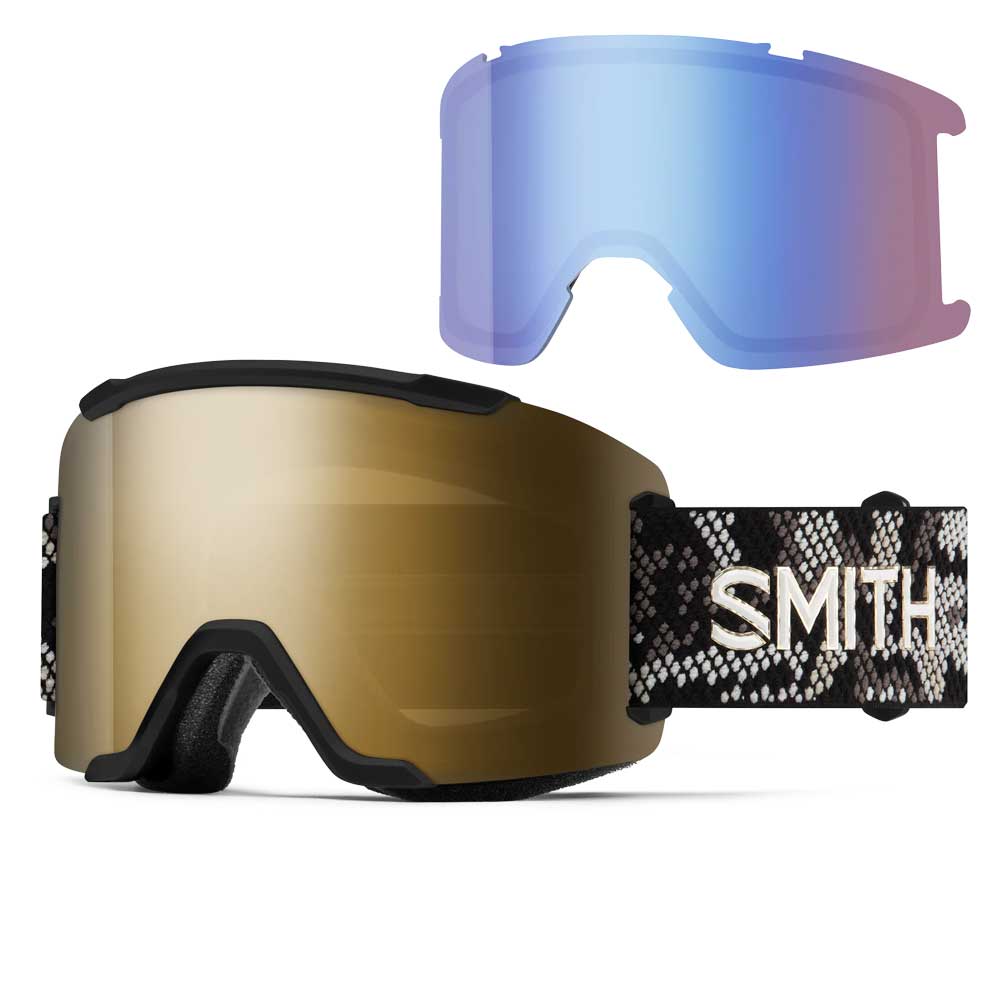Smith Squad Goggles Black Snakeskin + ChromaPop Sun Black Gold Mirror Lens