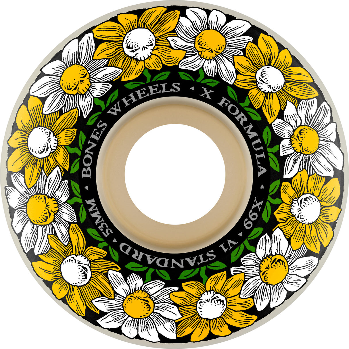 Bones 99a X Formula V1 Pushing Up Daisies Skateboard Wheels