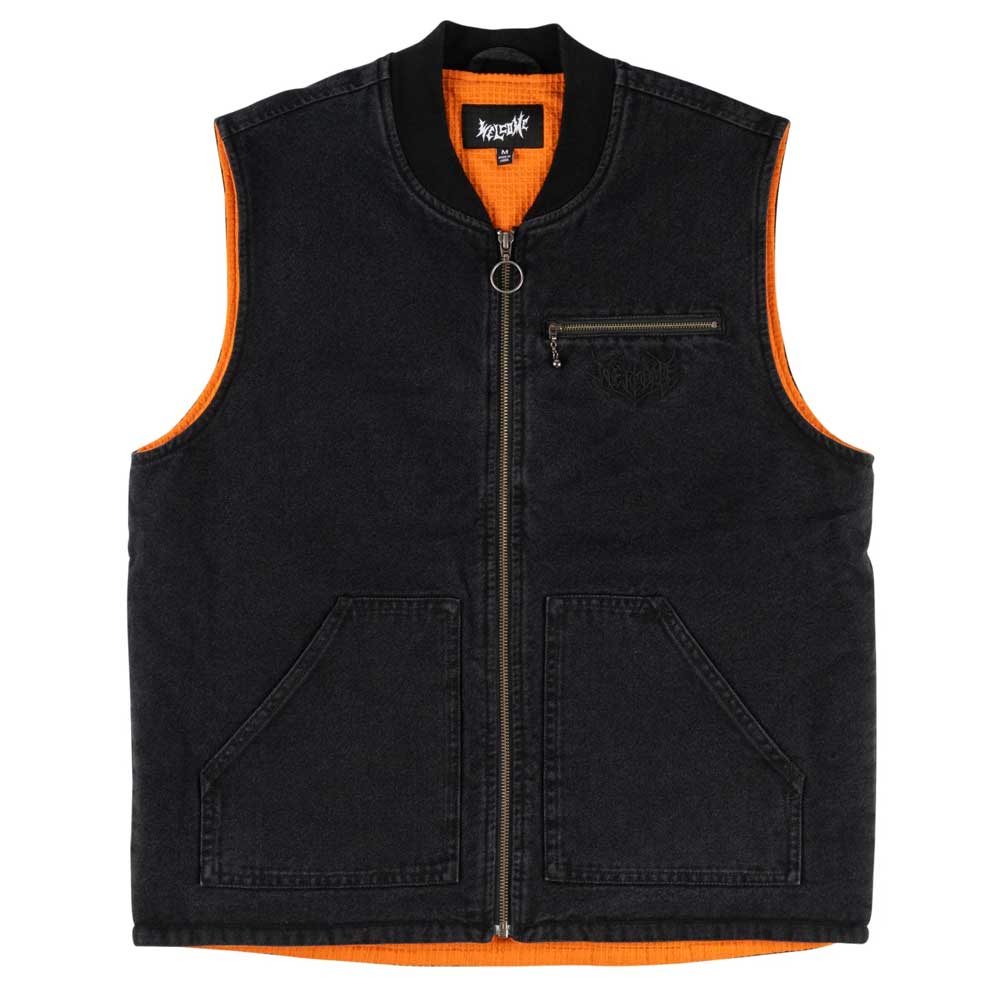 Welcome Splinter Enzyme-washed Canvas Embroidered Zip Vest