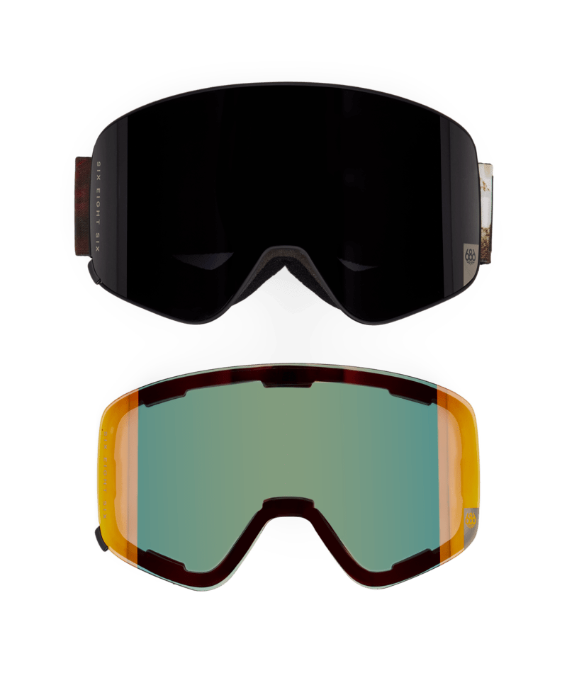 608 Smarty Magnetic Metallica Snow Goggles Black Frame / Solar Mirror Lens with bonus black lens - 2027