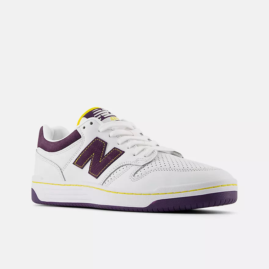 New Balance 480 83 Remixed Skate Shoes - White/Purple/Gold