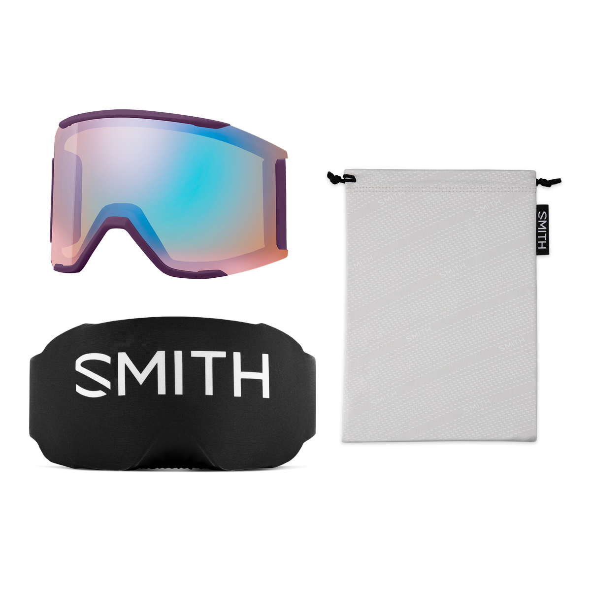 Smith Squad Mag Goggles Cherry Lacquer Phases + ChromaPop Sun Platinum Mirror Lens