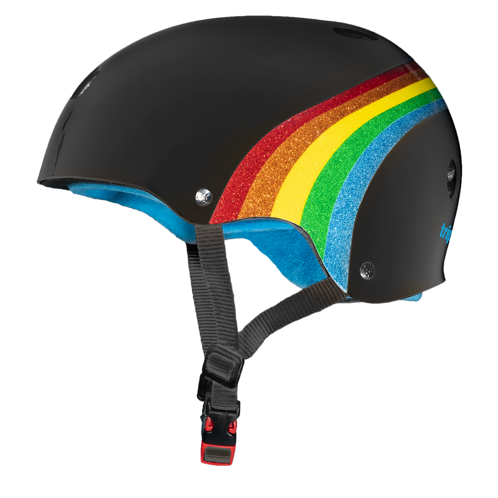 Triple 8 Certified Sweatsaver Skateboard Helmet - Black Rainbow Sparkle