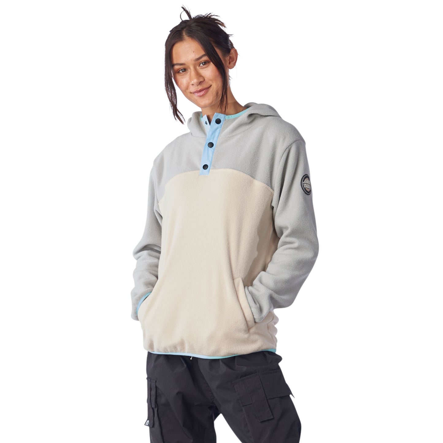 Santa Cruz Women's MFG Polar Fleece Pullover Hooded Sweatshirt - Grey/Tan