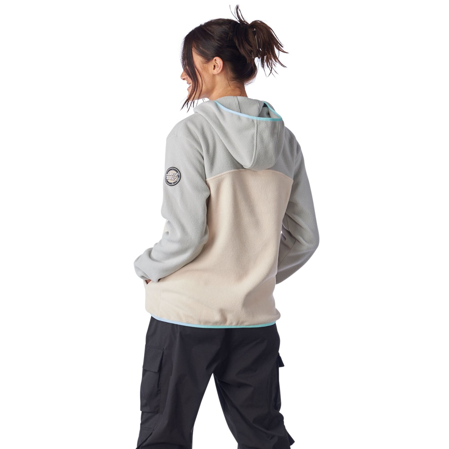 Santa Cruz Women's MFG Polar Fleece Pullover Hooded Sweatshirt - Grey/Tan