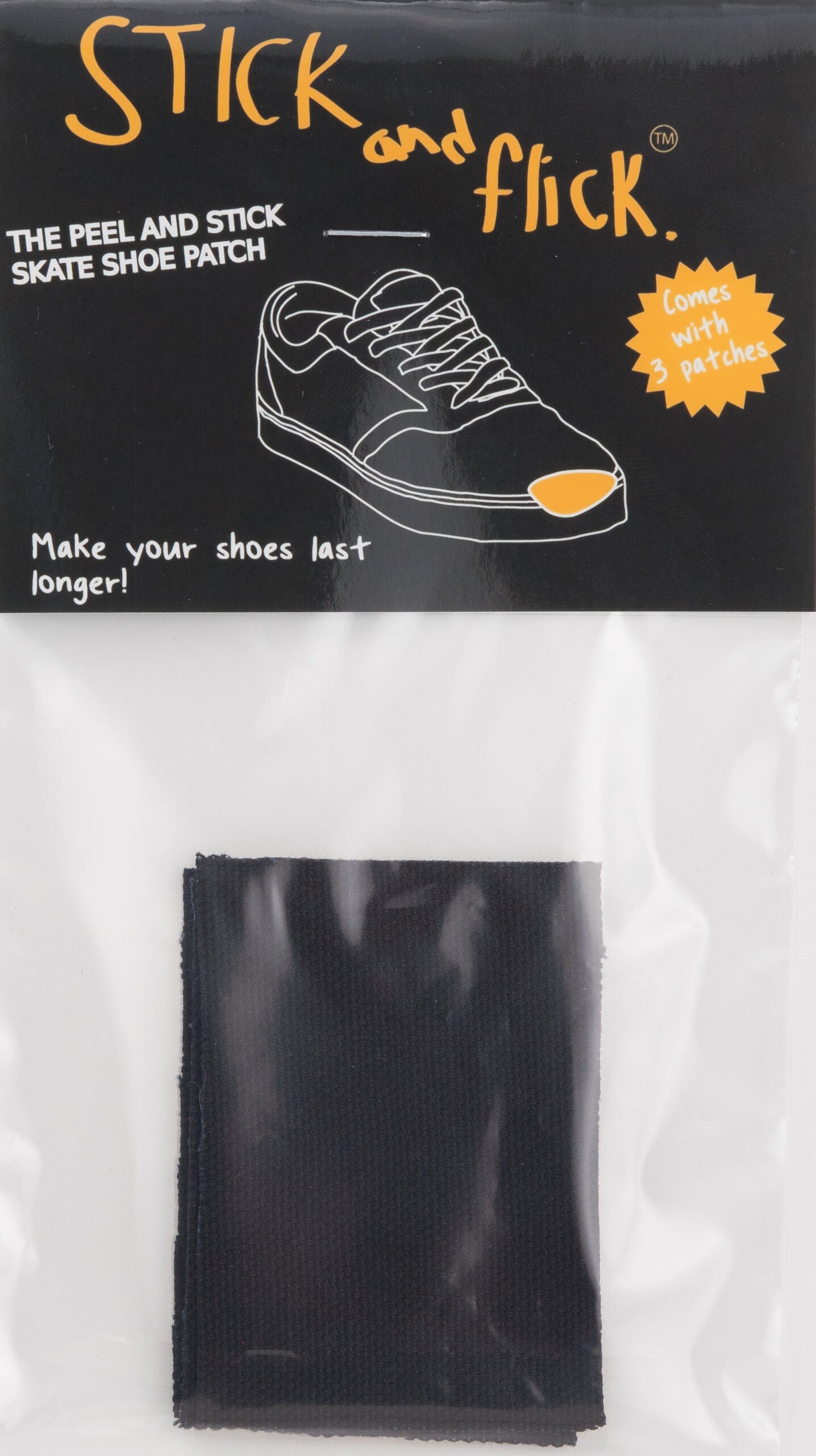 Stick & Flick Black Canvas Peel and Stick Shoe Patch