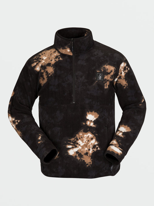Volcom Mens V-Science Fleece Pullover 1/2 Zip Hoodie - Bleach Black