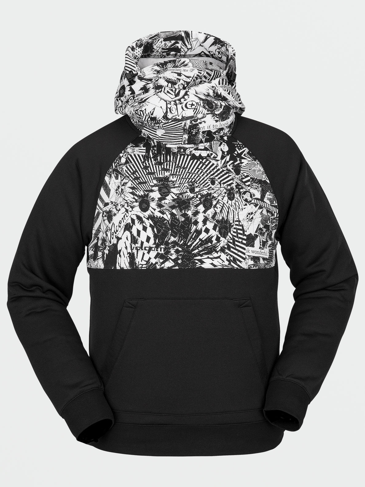 Volcom Mens Hydro Riding Hoodie 2023 Black White Small Focus