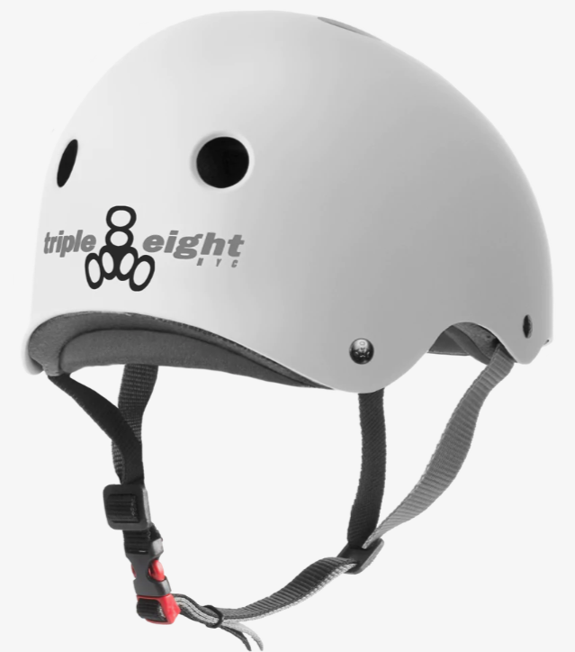 Triple 8 Certified Sweatsaver Skateboard Helmet - White Matte