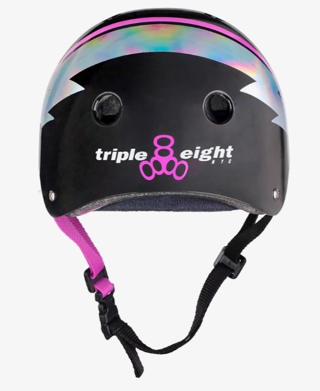 Triple 8 Certified Sweatsaver Skateboard Helmet - Black Lightning Hologram