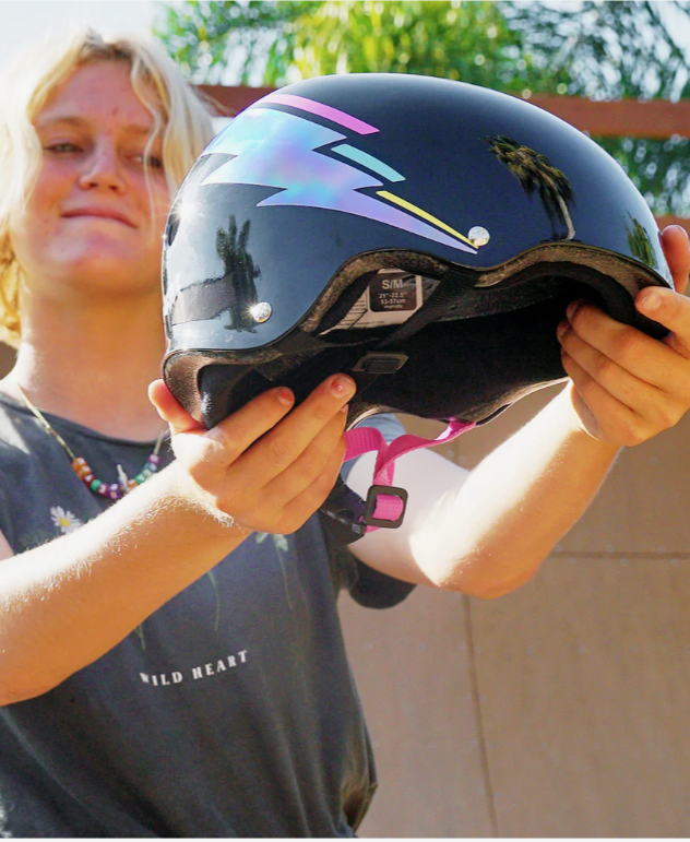 Triple 8 Certified Sweatsaver Skateboard Helmet - Black Lightning Hologram