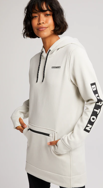 Burton Women's Oak Long Pullover Hoodie - Stout White