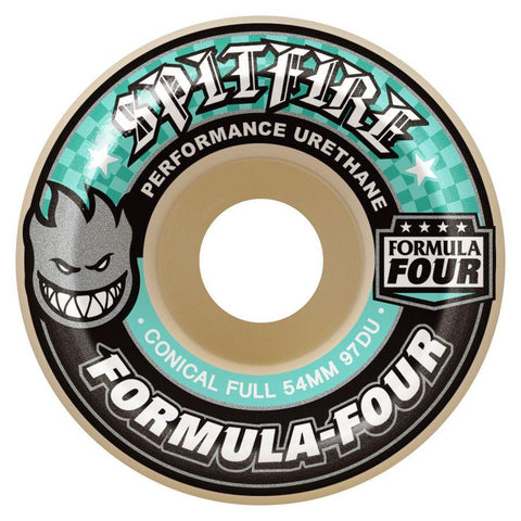 Spitfire 97a Duro Formula Four Conical Full Skateboard Wheels Natural