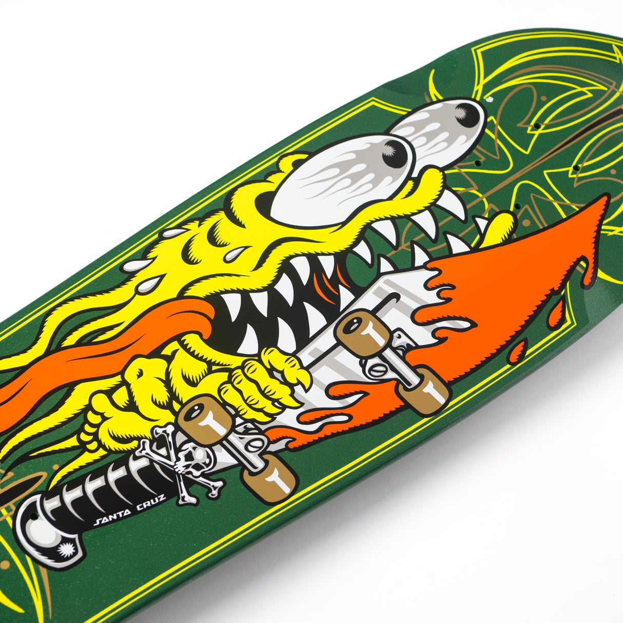 Santa Cruz Meek Pinstripe Slasher Green Pro Shaped Skateboard Deck 9.23"